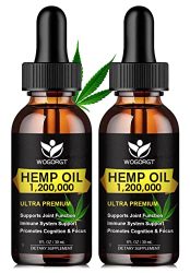 (2 Pack) Organic Hemp Oil – 100% Natural Hemp Oil Extract, Calming, Sleep, Relaxation, Immune Support, Rich in Omega 3, 6, 9 Fatty Acids, Vegan – 30mL